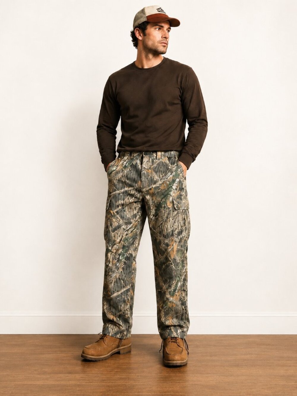 Shadow Brand Mossy Oak Camo Cargo Pants Mens XL 100% Cotton Hunting Outdoor